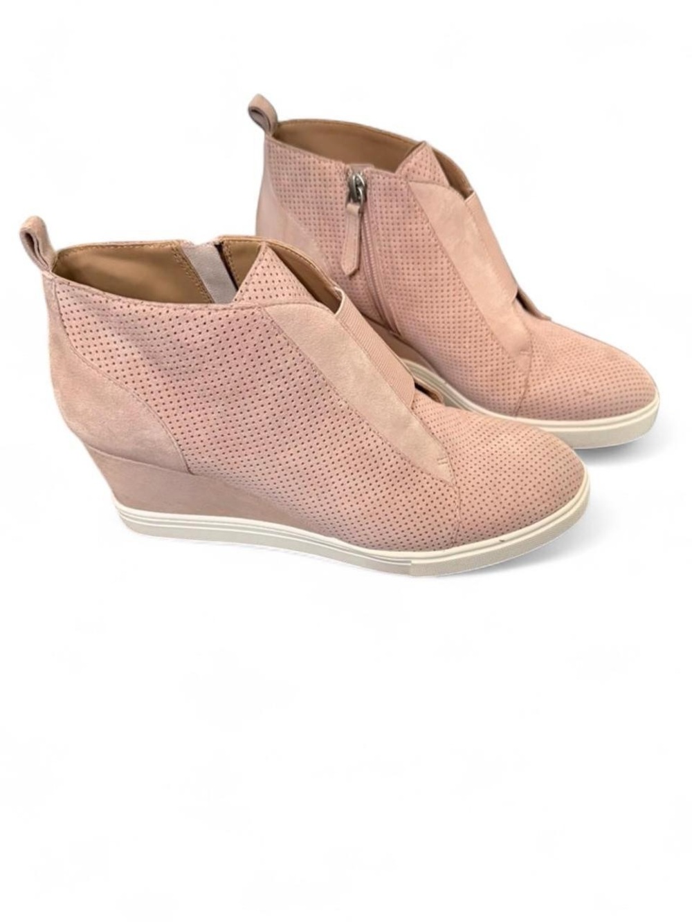 Linea Paolo Felicia Pink Suede Perforated Wedge Sneaker Booties 8.5 Shooties